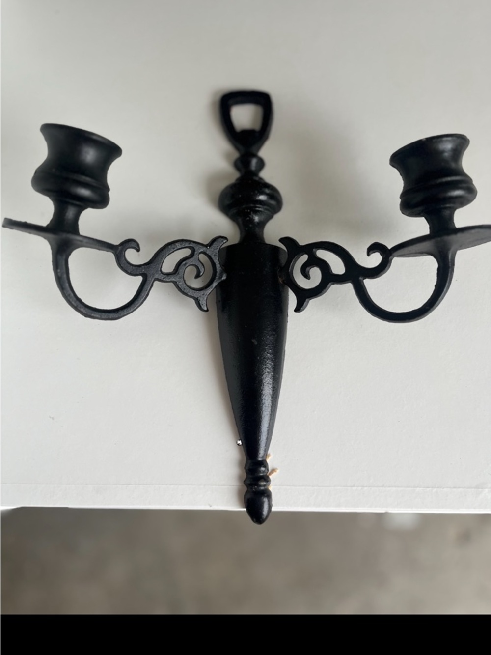 Black Wall-Mounted Triple Candle Sconce